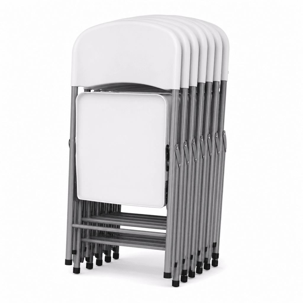 White Plastic Folding Chairs — Pack of 10