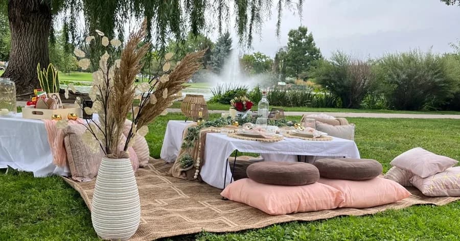 Luxury outdoor picnic with curated table styling